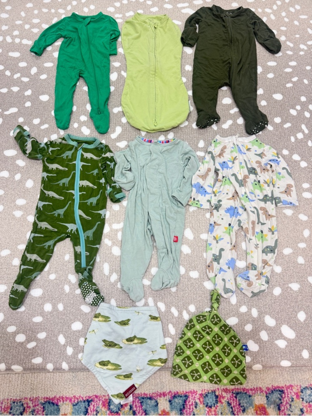 Lot of 8 bamboo zippy footies newborn unisex baby boy hat swaddle kyte cadenlane